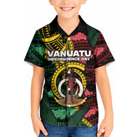 Personalised Vanuatu Independence Day Kid Hawaiian Shirt Boar Tusk Warrior Tribal Floral Patterns DT05 Kid Multicolor - Polynesian Pride