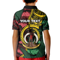 Personalised Vanuatu Independence Day Kid Polo Shirt Boar Tusk Warrior Tribal Floral Patterns