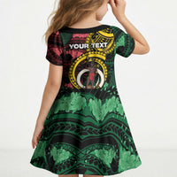 Personalised Vanuatu Independence Day Kid Short Sleeve Dress Boar Tusk Warrior Tribal Floral Patterns DT05 - Polynesian Pride