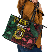 Vanuatu Independence Day Leather Tote Bag Boar Tusk Warrior Tribal Floral Patterns