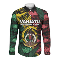 Personalised Vanuatu Independence Day Long Sleeve Button Shirt Boar Tusk Warrior Tribal Floral Patterns DT05 Unisex Multicolor - Polynesian Pride