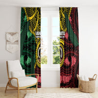 Vanuatu Independence Day Window Curtain Boar Tusk Warrior Tribal Floral Patterns