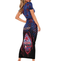 Personalised Guam Family Matching Short Sleeve Bodycon Dress and Hawaiian Shirt Chamorro Seal Tribal Scratch Design DT05 - Polynesian Pride