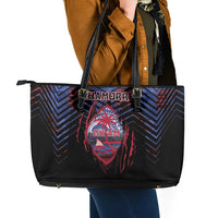 Guam Leather Tote Bag Chamorro Seal Tribal Scratch Design - Polynesian Pride