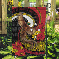 Papua New Guinea Language Week Garden Flag Bird Of Paradise Tribal Floral Pattern DT05 Garden Flag Black - Polynesian Pride