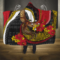 Papua New Guinea Language Week Hooded Blanket Bird Of Paradise Tribal Floral Pattern DT05 - Polynesian Pride