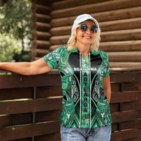 Aotearoa Ngati Awa Women Polo Shirt Maori Tribal Green Marble Paua Shell Pattern DT05 - Polynesian Pride