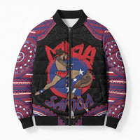 Personalised Samoa Mixed Martial Arts Bomber Puffer Jacket Flying Knee Of Samoan - Polynesian Pride