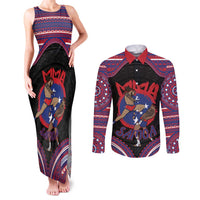 Personalised Samoa Mixed Martial Arts Couples Matching Tank Maxi Dress and Long Sleeve Button Shirt Flying Knee Of Samoan - Polynesian Pride