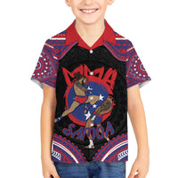 Personalised Samoa Mixed Martial Arts Family Matching Off The Shoulder Long Sleeve Dress and Hawaiian Shirt Flying Knee Of Samoan DT05 Son's Shirt Black - Polynesian Pride