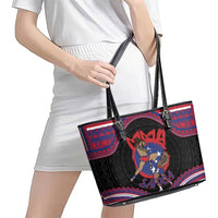 Samoa Mixed Martial Arts Leather Tote Bag Flying Knee Of Samoan - Polynesian Pride