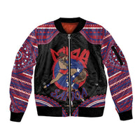 Personalised Samoa Mixed Martial Arts Sleeve Zip Bomber Jacket Flying Knee Of Samoan - Polynesian Pride