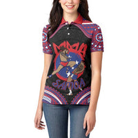 Personalised Samoa Mixed Martial Arts Women Polo Shirt Flying Knee Of Samoan - Polynesian Pride