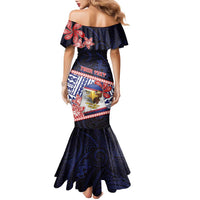 Personalized American Samoa Family Matching Mermaid Dress and Hawaiian Shirt Bald Eagle With Polynesian Pattern - Polynesian Pride
