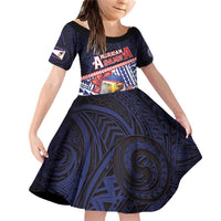 Personalized American Samoa Family Matching Off Shoulder Short Dress and Hawaiian Shirt Bald Eagle With Polynesian Pattern - Polynesian Pride
