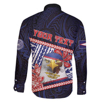 Personalized American Samoa Family Matching Off Shoulder Short Dress and Hawaiian Shirt Bald Eagle With Polynesian Pattern - Polynesian Pride