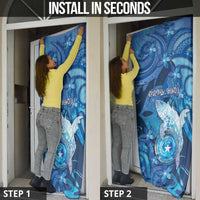 Northern Mariana Islands Door Cover Galaxy Polynesian Shark Tattoo DT05 - Polynesian Pride
