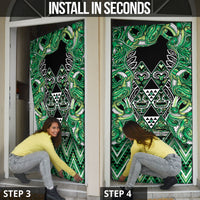 Aotearoa Whakatohea Door Cover Maori Tribal Green Abalone Paua Shell Pattern DT05 - Polynesian Pride