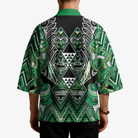 Aotearoa Whakatohea Kimono Maori Tribal Green Abalone Paua Shell Pattern DT05 - Polynesian Pride