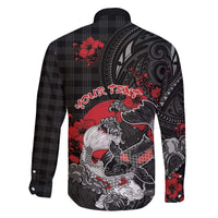 Personalised Hawaiian And Japanese Family Matching Off The Shoulder Long Sleeve Dress and Hawaiian Shirt Aloha Koi Fish Palaka Patterns DT05 - Polynesian Pride