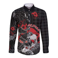 Personalised Hawaiian And Japanese Long Sleeve Button Shirt Aloha Koi Fish Palaka Patterns - Polynesian Pride