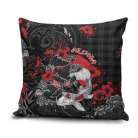 Hawaiian And Japanese Pillow Cover Aloha Koi Fish Palaka Patterns - Polynesian Pride