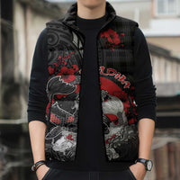 Personalised Hawaiian And Japanese Sleeveless Puffer Jacket Aloha Koi Fish Palaka Patterns - Polynesian Pride