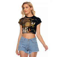 Hawaii Makahiki Raglan Cropped T Shirt Polynesian Sky And Earth - Polynesian Pride