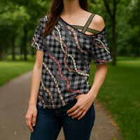 Hawaii Palaka Niihau Shell Lei Cross Shoulder Shirt Tropical Island Plaid Patterns