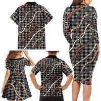 Hawaii Palaka Niihau Shell Lei Family Matching Long Sleeve Bodycon Dress and Hawaiian Shirt Tropical Island Plaid Patterns DT05 - Polynesian Pride
