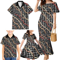 Hawaii Palaka Niihau Shell Lei Family Matching Mermaid Dress and Hawaiian Shirt Tropical Island Plaid Patterns
