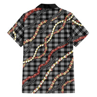 Hawaii Palaka Niihau Shell Lei Family Matching Summer Maxi Dress and Hawaiian Shirt Tropical Island Plaid Patterns