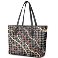 Hawaii Palaka Niihau Shell Lei Leather Tote Bag Tropical Island Plaid Patterns