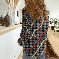 Hawaii Palaka Niihau Shell Lei Women Casual Shirt Tropical Island Plaid Patterns
