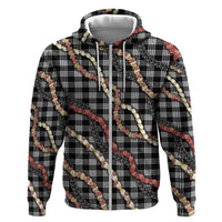 Hawaii Palaka Niihau Shell Lei Zip Hoodie Tropical Island Plaid Patterns