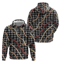 Hawaii Palaka Niihau Shell Lei Zip Hoodie Tropical Island Plaid Patterns