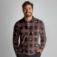 Hawaii Palaka Kahelelani Shell Lei Costume Long Sleeve Polo Shirt Plaid Patterns