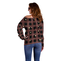 Hawaii Palaka Kahelelani Shell Lei Costume Off Shoulder Sweater Plaid Patterns
