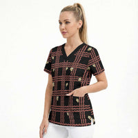 Hawaii Palaka Kahelelani Shell Lei Costume Scrub Top Plaid Patterns
