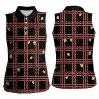 Hawaii Palaka Kahelelani Shell Lei Costume Women Sleeveless Polo Shirt Plaid Patterns