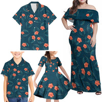 Hawaii Monstera Family Matching Off Shoulder Maxi Dress and Hawaiian Shirt Hibiscus Flowers Simple Style DT05 - Polynesian Pride