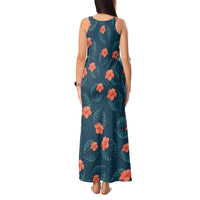Hawaii Monstera Tank Maxi Dress Hibiscus Flowers Simple Style DT05 - Polynesian Pride