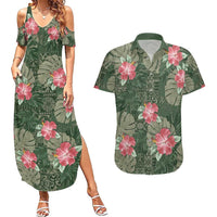 Hawaii Couples Matching Summer Maxi Dress and Hawaiian Shirt Green Polynesian Monstera Patterns DT05 Green - Polynesian Pride