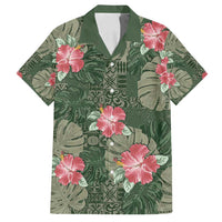 Hawaii Family Matching Puletasi and Hawaiian Shirt Green Polynesian Monstera Patterns - Polynesian Pride