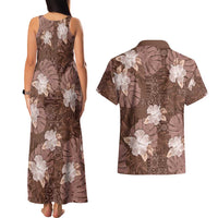 Hawaii Couples Matching Tank Maxi Dress and Hawaiian Shirt Brown Polynesian Monstera Patterns DT05 - Polynesian Pride