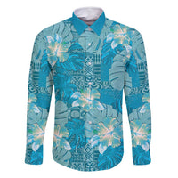Hawaii Family Matching Summer Maxi Dress and Hawaiian Shirt Teal Polynesian Monstera Patterns - Polynesian Pride