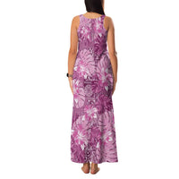 Hawaii Family Matching Tank Maxi Dress and Hawaiian Shirt Magenta Polynesian Monstera Patterns - Polynesian Pride