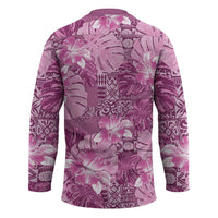 Hawaii Hockey Jersey Magenta Polynesian Monstera Patterns - Polynesian Pride
