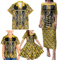 Aotearoa Ngati Whatua Family Matching Puletasi and Hawaiian Shirt Maori Tribal Gold Paua Shell Pattern DT05 - Polynesian Pride