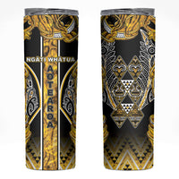 Aotearoa Ngati Whatua Skinny Tumbler Maori Tribal Gold Paua Shell Pattern DT05 Yellow - Polynesian Pride